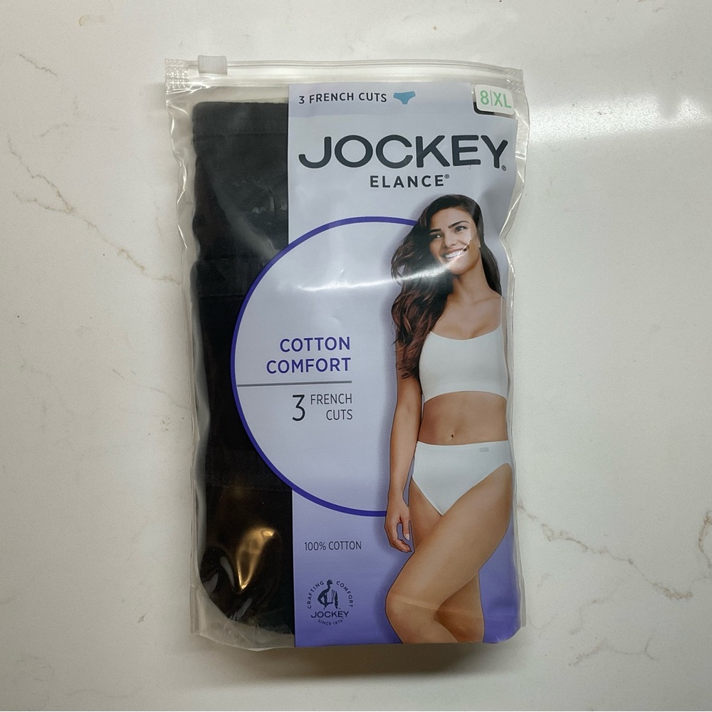 Jockey Elance Cotton Comfort Women’s Black Cotton 3 pack French Cuts. Sz. 8/XL.